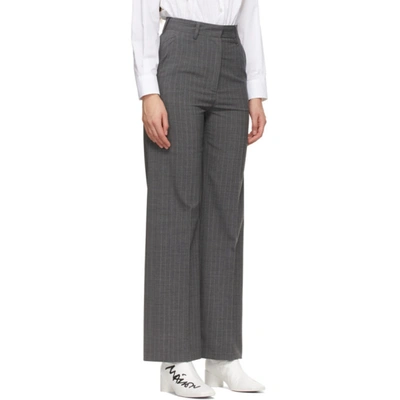 Shop Mm6 Maison Margiela Grey Pinstripe Trousers In 001f Grey Stripe