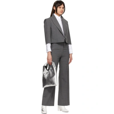 Shop Mm6 Maison Margiela Grey Pinstripe Trousers In 001f Grey Stripe