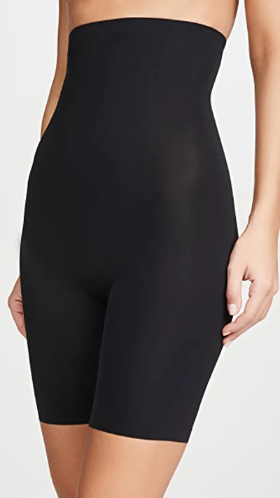 Shop Spanx Thinstincts High Waisted Mid-thigh Shorts In Very Black