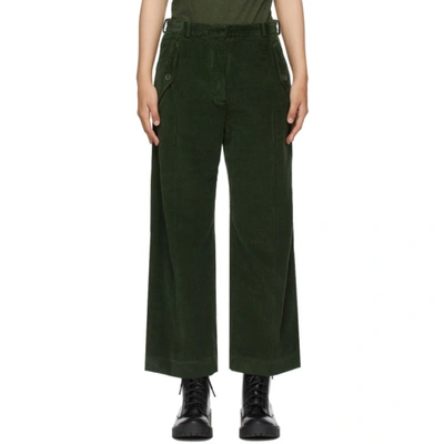 Shop Kenzo Khaki Flared Corduroy Trousers In 51 Dark Khaki