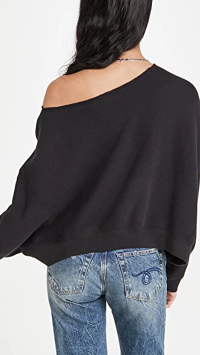 Shop R13 Off Shoulder Patti Sweatshirt Washed Black