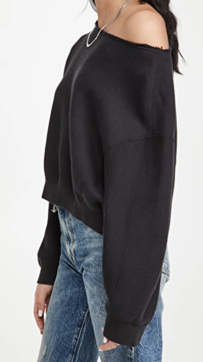 Shop R13 Off Shoulder Patti Sweatshirt Washed Black