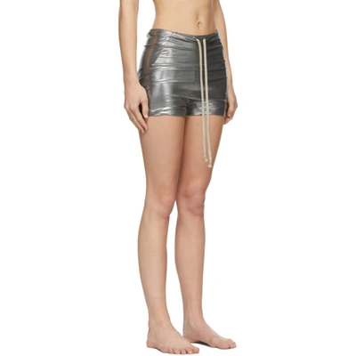 Shop Rick Owens Silver Metallic Swim Shorts In 128 Palladi