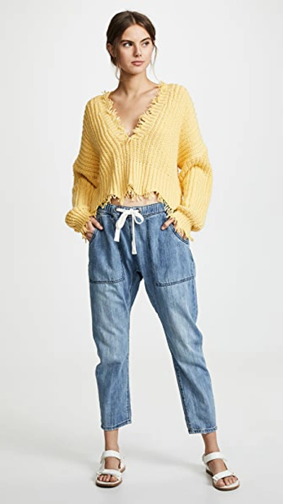 Shop One Teaspoon Shabbies Drawstring Boyfriend Jeans Original Blue