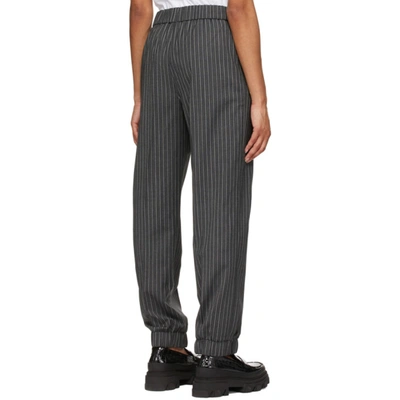 Shop Ganni Grey Stripe Suiting Trousers In 252 Phantom