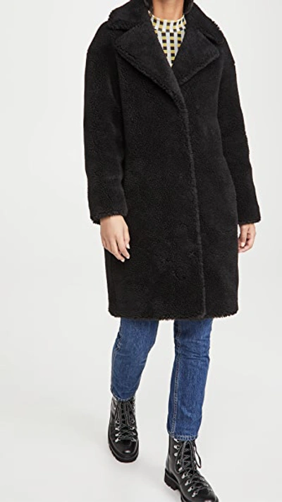 Stand Studio Camille Cocoon Oversized Faux Shearling Coat In Black |  ModeSens