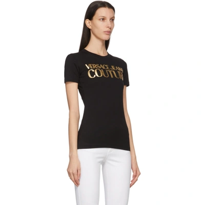 Shop Versace Jeans Couture Black Institutional Logo T-shirt In Ek42 Black-gold