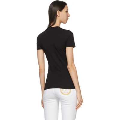 Shop Versace Jeans Couture Black Institutional Logo T-shirt In Ek42 Black-gold