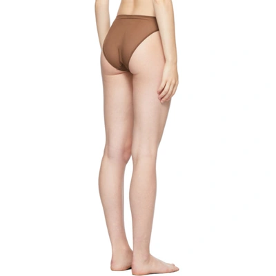 Shop Skims Brown Powermesh Foundations High-cut Bikini Briefs In Jasper