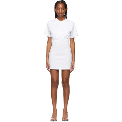 Shop Alexander Wang T White Cross Draped T-shirt Dress In 100 White