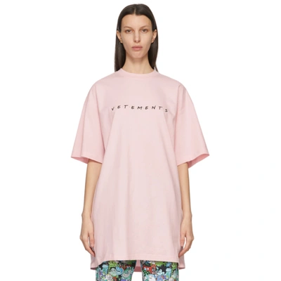 Shop Vetements Pink Friendly Logo T-shirt In Baby Pink