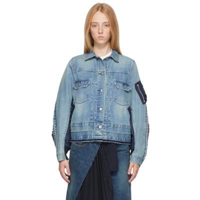 Shop Sacai Blue Denim Ma-1 Jacket