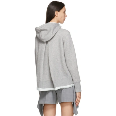 Shop Sacai Grey Sponge Sweat Zip-up Hoodie In 376 Ltgry