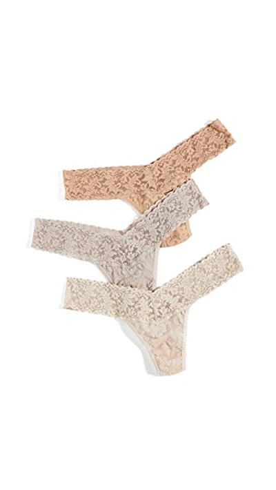 Hanky Panky 3 Pack Neutrals Low Rise Thongs In Neutral