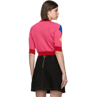 Shop Versace Jeans Couture Pink & Red Logo Knit Turtleneck In Eob5 Jade'+midnight