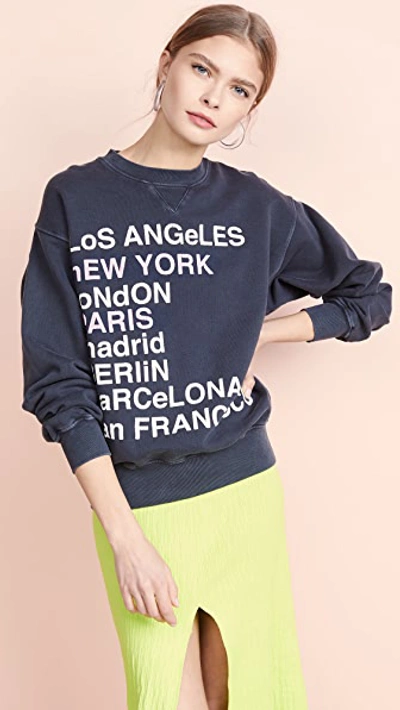 Shop Anine Bing City Love Sweatshirt In Charcoal