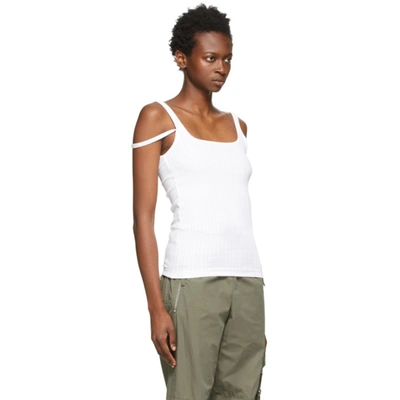Shop Helmut Lang White Square Neck Tank Top In 100 White