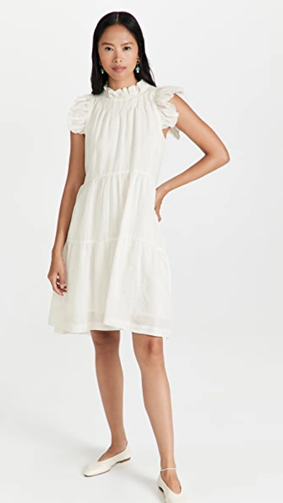Shop Sea Tier Waverly Flutter Sleeve Dress White