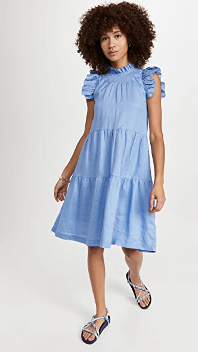 Shop Sea Tier Waverly Flutter Sleeve Dress Carolina Blue