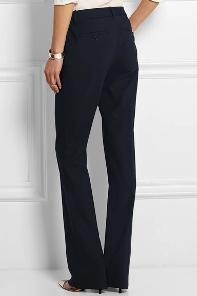 Shop Theory Custom Stretch-wool Flared Pants In Blue