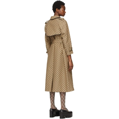 Shop Gucci Beige & Brown Gg Supreme Trench Coat In 2184 Camel