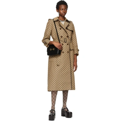 Shop Gucci Beige & Brown Gg Supreme Trench Coat In 2184 Camel