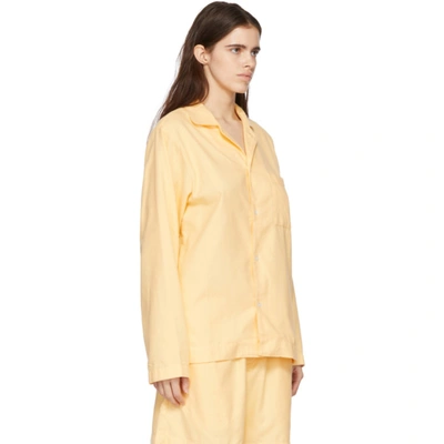 Shop Tekla Yellow Flannel Pyjama Shirt In Gentle Yell