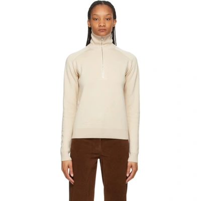 Toteme Beige Merino Half zip Sweater In Neutrals ModeSens