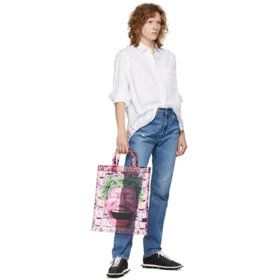 Shop Comme Des Garçons Shirt Pink Yue Minjun Edition Print Tote In 1 Print C