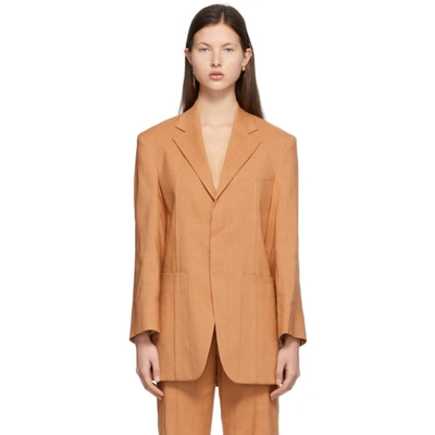 Shop Jacquemus Orange 'la Veste D'homme' Blazer In Terracotta