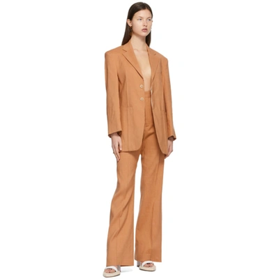 Shop Jacquemus Orange 'la Veste D'homme' Blazer In Terracotta