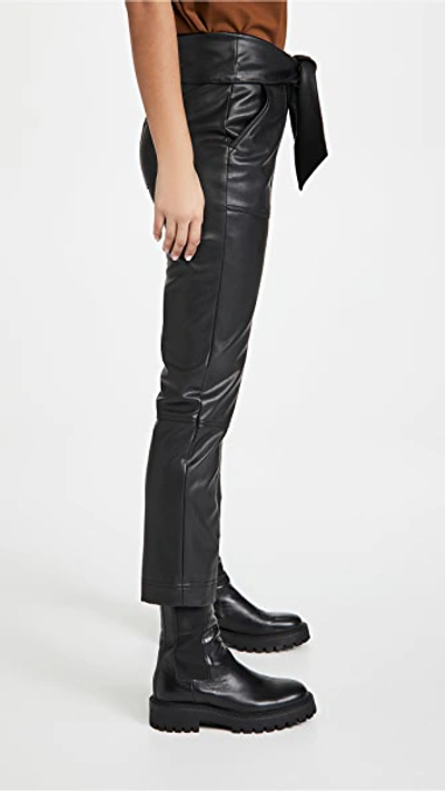 Shop Jonathan Simkhai Tessa Vegan Leather Tie Waist Pants Black