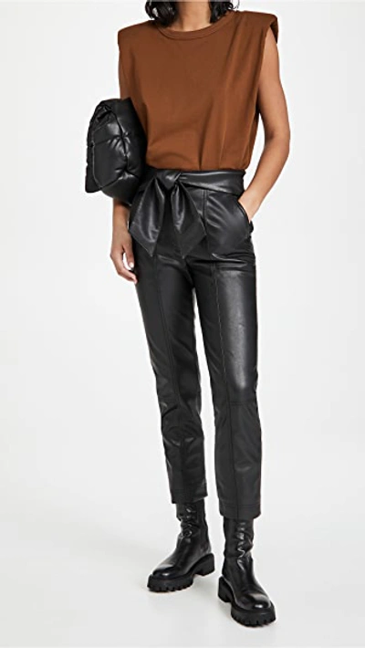 Shop Jonathan Simkhai Tessa Vegan Leather Tie Waist Pants Black