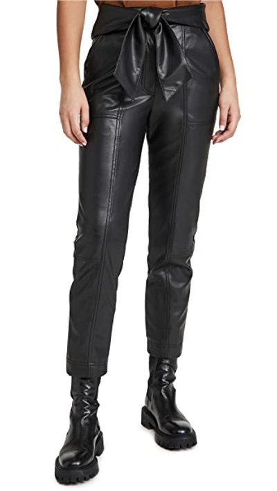 Shop Jonathan Simkhai Tessa Vegan Leather Tie Waist Pants Black