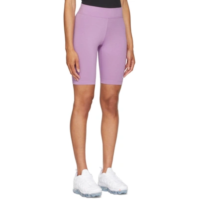 Shop Nike Purple Sportswear Essential Bike Shorts In Violet Shock/white