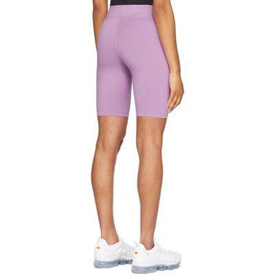 Shop Nike Purple Sportswear Essential Bike Shorts In Violet Shock/white