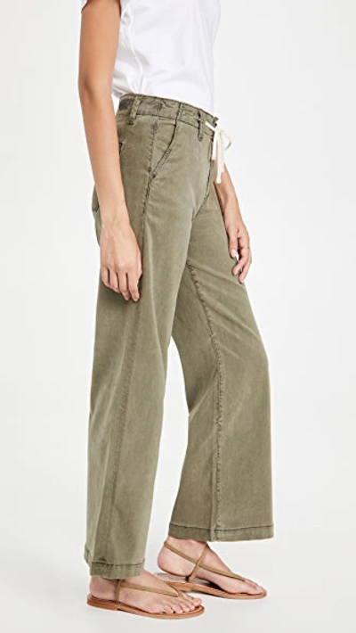 Paige Womens Vintage Oak Moss Arellia Drawstring Stretch-cotton Trousers In Green