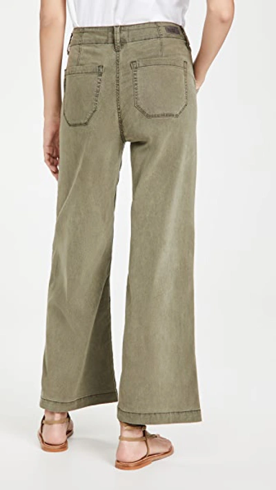 Paige Womens Vintage Oak Moss Arellia Drawstring Stretch-cotton Trousers In Green