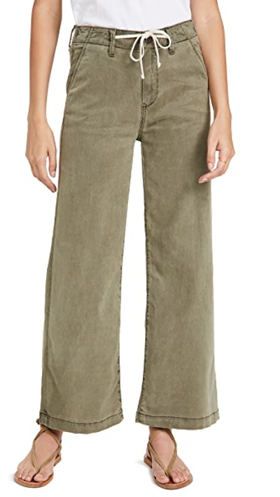 Paige Womens Vintage Oak Moss Arellia Drawstring Stretch-cotton Trousers In Green