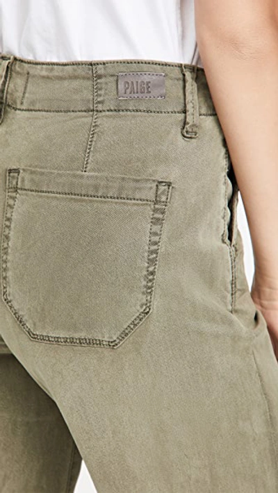 Paige Womens Vintage Oak Moss Arellia Drawstring Stretch-cotton Trousers In Green