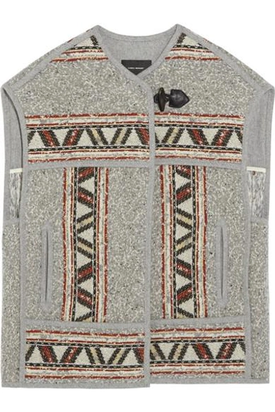Shop Isabel Marant Diva Oversized Embroidered Wool-blend Vest In Gray