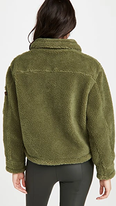 Shop Alpha Industries Cropped Sherpa Utility Jacket In Sage