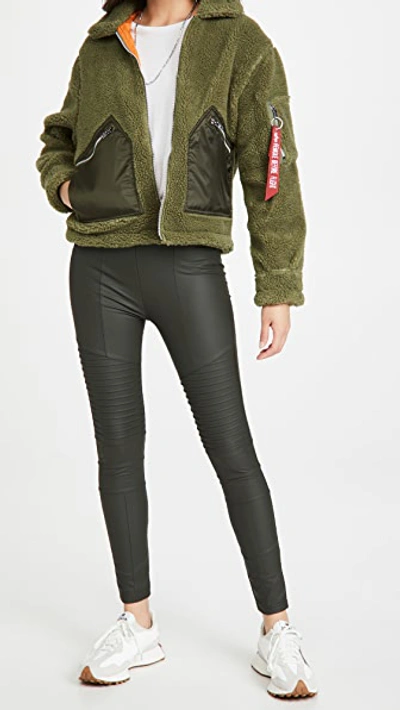 Shop Alpha Industries Cropped Sherpa Utility Jacket In Sage
