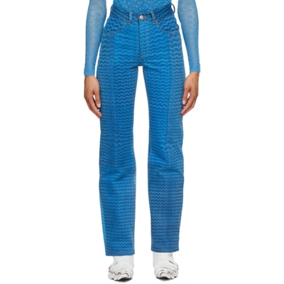 Shop Marine Serre Blue Moonfish Skin Jeans In 06 Sea Blue Moon Ski