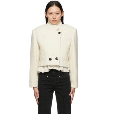 Shop Isabel Marant White Cropped Edna Jacket In 23ec Ecru