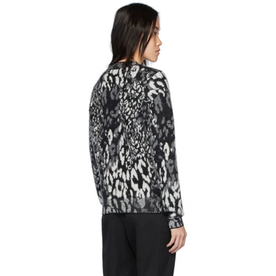 Shop Saint Laurent Grey Leopard Jacquard Sweater In 1913 Black