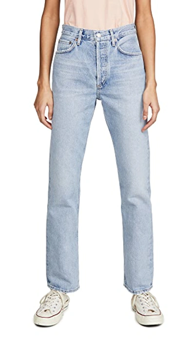 Shop Agolde Lana Mid Rise Vintage Straight Jeans Riptide 28