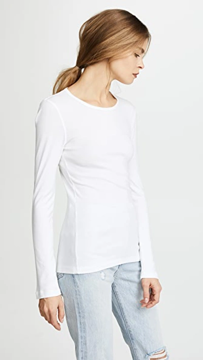 Splendid Crew Neck Long Sleeve Top In White