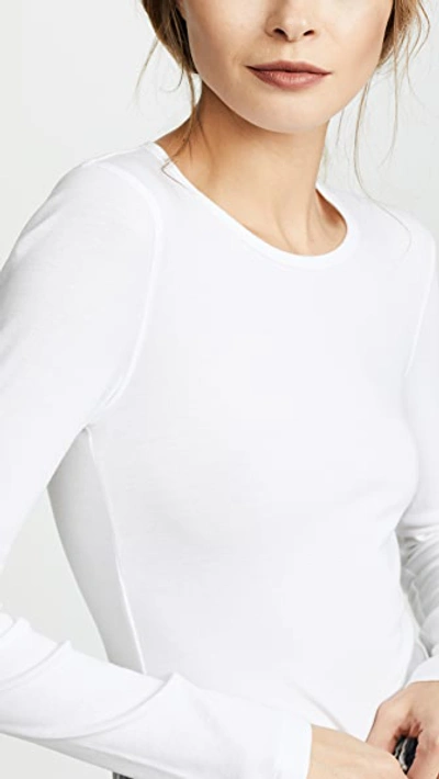 Splendid Crew Neck Long Sleeve Top In White
