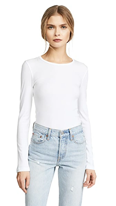 Splendid Crew Neck Long Sleeve Top In White